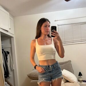 Princess Polly Ivory Ribbed Crop Top